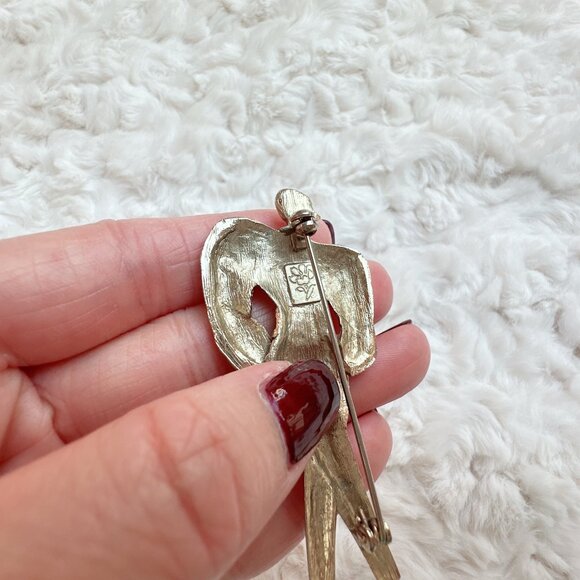 Vintage Art Deco Lady Pink Brooch - Picture 6 of 7